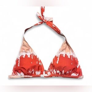 Quadrant Vibrant Red and White Bikini Top Size Large